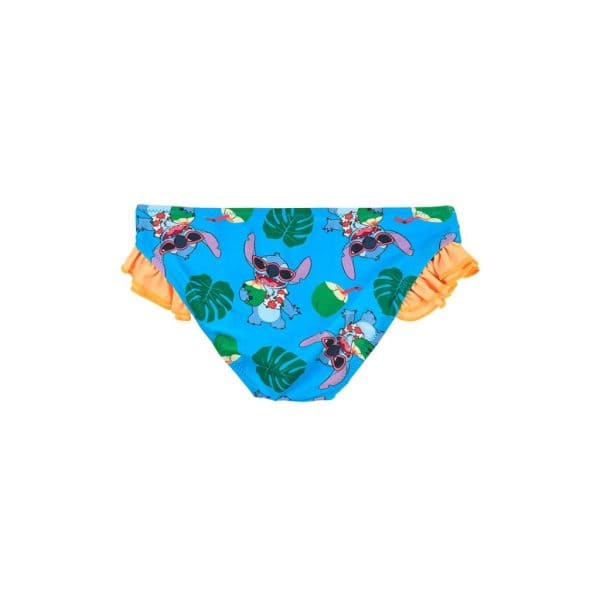 Bañador infantil con estampado de conejos y hojas tropicales en colores vivos.