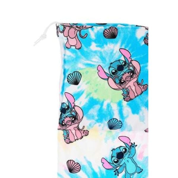 Funda de tela con diseño de personajes de dibujos animados y conchas marinas en colores pastel.