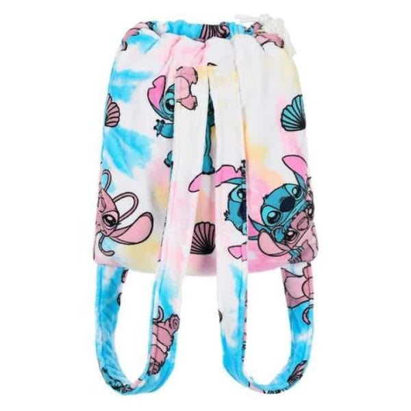 Pijama infantil con personajes de dibujos animados en colores pastel y azul.