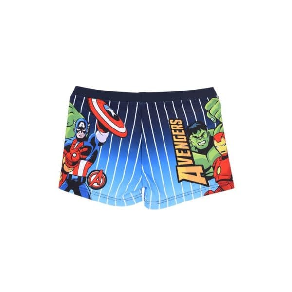 Bañador infantil con personajes de Marvel y Los Vengadores en colores vivos.