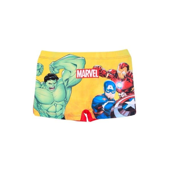 Bóxer infantil con personajes de Marvel en colores vibrantes.