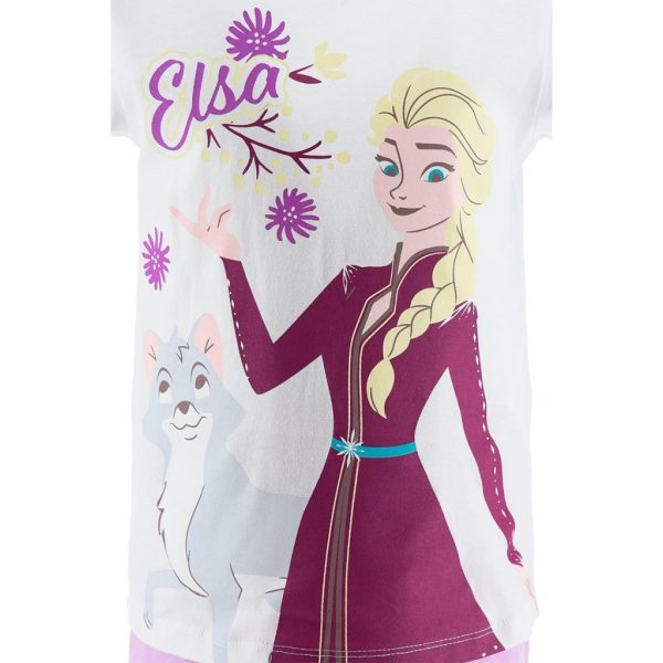 Ropa infantil de Elsa de Frozen con diseño de Elsa y Olaf en colorido estampado.