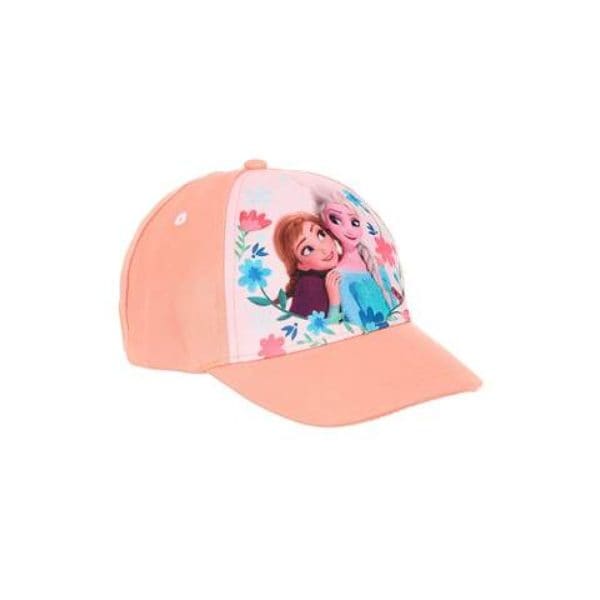 Gorra infantil de Disney con personajes de Frozen en colores rosa y azul.