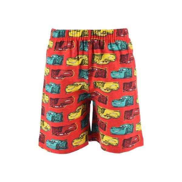 Pantalones cortos de baño con estampado de coches en colores vivos.